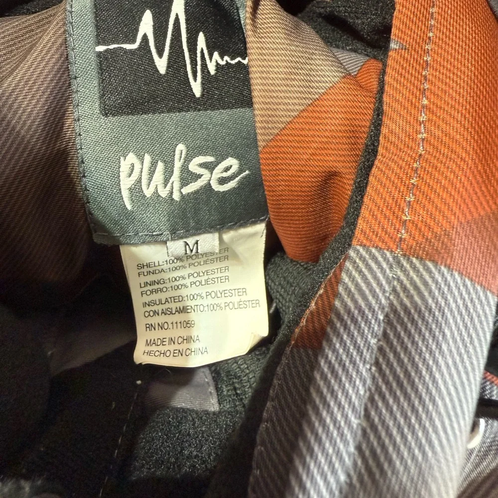 Pulse Orange Gray Mens Medium Lined Heavy Coat Multiple Pockets Insulated Hooded